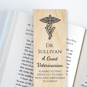veterinarian thank you gift / wood bookmark / personalized vet gift / Retirement Gift / birthday / Best Veterinarian / unique gift idea