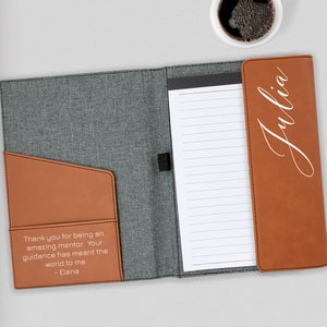 Leatherette Portfolio, Personalized Portfolio, Mentor Gift, Manager, Boss, Gift for Coworker, Friend, Christmas Gift Employees, Thank you