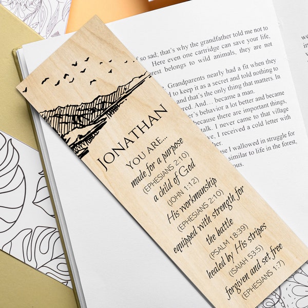 Stocking Stuffer, Christian Gifts for Men, Wood Bookmark, Christmas Gift Idea, Religious Gift, Scripture, Bible Study, Small Gift, Bulk Gift