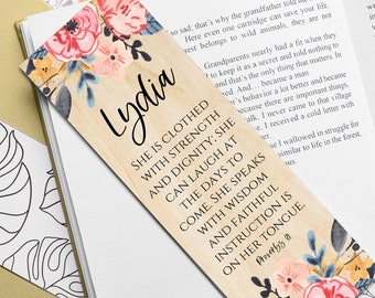 proverbs 31 25 Gift Wood Bookmark / proverbs 31 woman / for women / Scripture / Bible Verse / She Is Clothed In Strength and Dignity