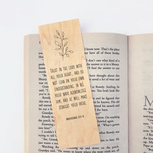 Personalized Proverbs 3:5 wood bookmark christian gift for female women encouragement gift faith filled unique small gift idea bulk bible