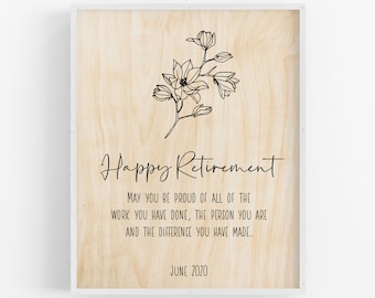 Retirement Gifts for Women / Custom Retirement Art / Retirement Party / Happy Retirement / Wood Print / Unique Gift Ideas / Personalized