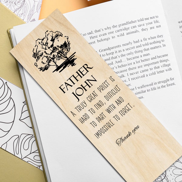Priest Gift Wood Bookmark | Personalized | Unique gifts for Priest | Scripture Gift | Custom |  | Birthday Gift Idea | Retirement