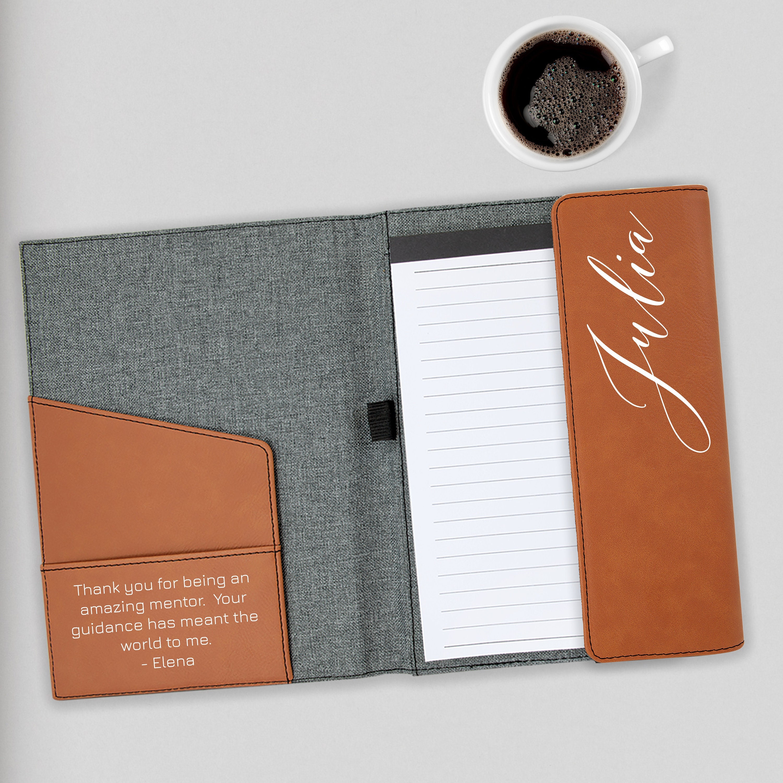 Leatherette Portfolio, Personalized Portfolio, Mentor Gift, Manager, Boss, Gift for Coworker, Friend, Christmas Gift Employees, Thank you