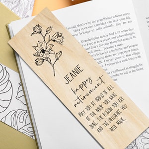 Idea personalizada de regalo de marcador de chapa de madera de jubilación para mujeres jefas, colega, maestra, directora para fiesta, idea única de tarjeta de despedida