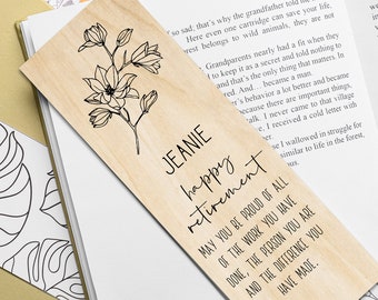 Personalized Retirement Wood Veneer Bookmark Gift idea for Women Boss Colleague Teacher Principal for Party Unique Farewell Card Idea