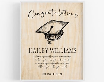 Graduation Gift for Her / Personalized Wood Print / phd graduation gift / College/ Highschool / Unique Gift Idea / Custom / with name