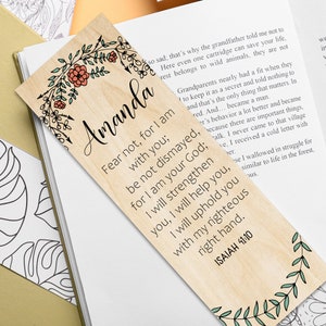 Isaiah 41:10 Personalized Wood Bookmark - Unique Christian Gift for Her | Custom Bible Verse Gift  for Women, Faithful & Inspiring Gifts