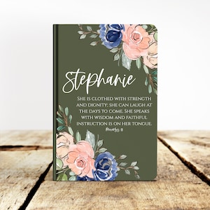 Luxury Proverbs 31 Personalized Journal Christian Women gifts for friends bible study notebook diary mom aunt with custom message on back