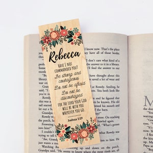 Joshua 1:9 Wood Personalized Bookmark faith-based unique gift idea for bible Journaling Christian Gifts for Women Christmas Stocking Stuffer