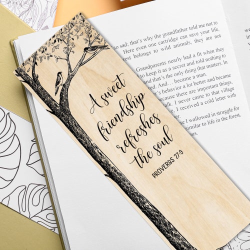 Proverbs 27 Wood Bookmark / Christian Gift for Best Friend ...