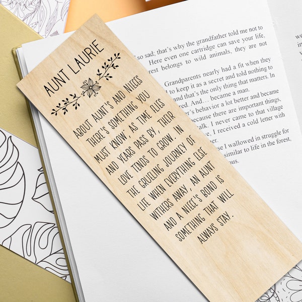 Aunt and Niece Gifts Bookmark / Aunt Gift / Aunt Niece Quotes / Christmas Gift Ideas for Aunt / Great Gifts for Aunt / Unique Gift