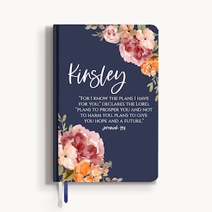 Elegant Personalized Journal for Women with Jeremiah 29:11 and custom Message on Back Unique Gift Idea for Christian Friend Religious bestie