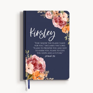 Elegant Personalized Journal for Women with Jeremiah 29:11 and custom Message on Back Unique Gift Idea for Christian Friend Religious bestie