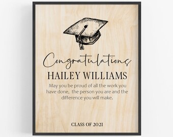 Graduation Gift for Him / Personalized Wood Print / phd graduation gift / College/ Highschool / Unique Gift Idea / Custom / with name