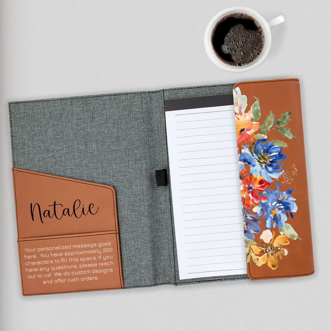 Personalized Leatherette Padfolio With Notepad Custom Leather Portfolio