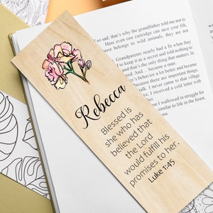 Luke 1:45 Wood Bookmark / Personalized Christian Gift / Unique gifts for Christian Women / Small Gift / Niece / Easter Gift / Stocking