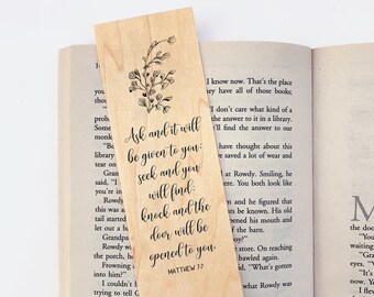 Matthew 7:7 Wood Bookmark  Seek and You Will Find Christian Bookmark for Her Women Teen Small Gift Special for Birthday Graduation Event