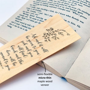 Matthew 7:7 Wood Bookmark Seek and You Will Find Christian Bookmark for Her Women Teen Small Gift Special for Birthday Graduation Event image 3