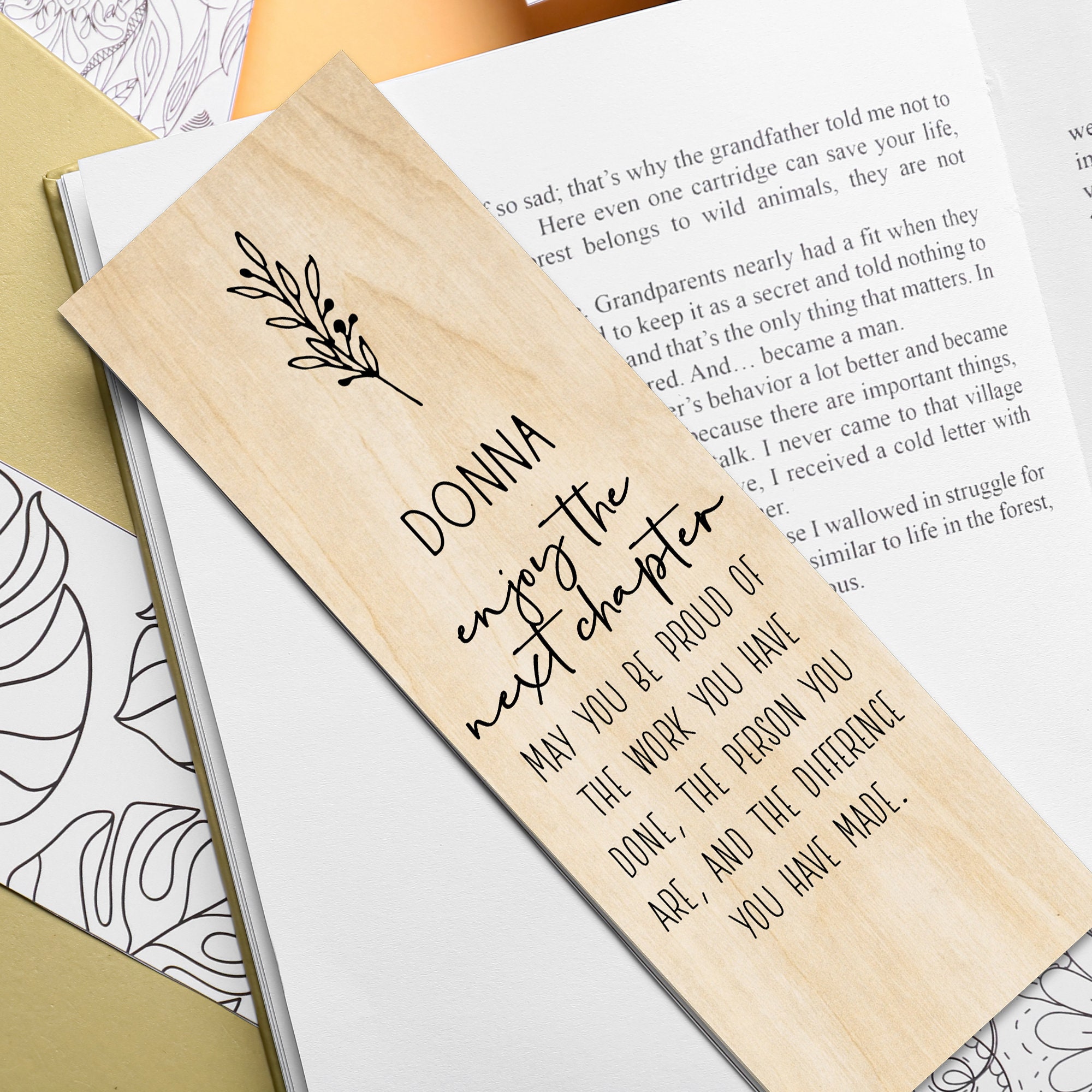 Personalised Engraved Wooden Bookmark, Gift for a Book Lover, Mum Dad Gift,  Birthday Gift for Friend, Custom Bookmark, Retirement Gift, 