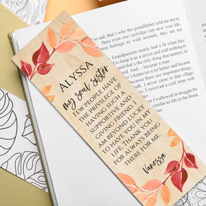 Personalized Wood Bookmark - Sentimental Small Gift Idea for Women Best Friends great for small Christmas Soul Sister Long Distance Thanks