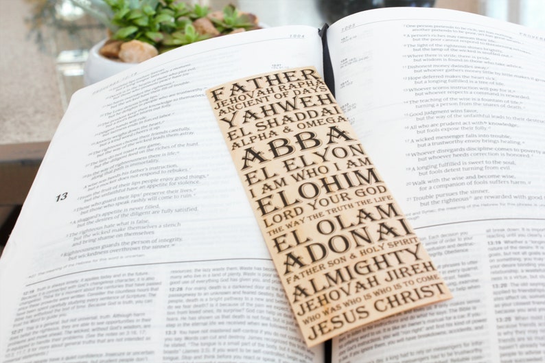 Names of God Bookmark / Unique Christian Gift Idea / Wood