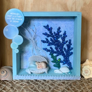 Sleeping Mermaid Baby Shadow Box