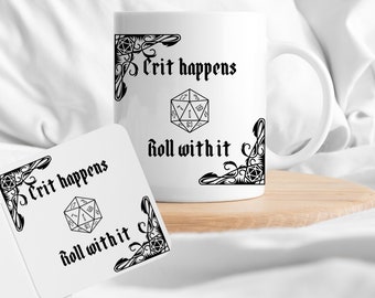 Crit Happens DnD Mug and Coaster