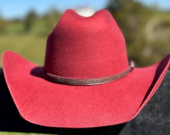 Red Wool Cowboy Hat: Western Cattleman Style Cowgirl Hat
