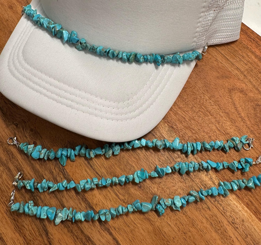 Catena per cappello da camionista con perline di semi turchesi: decorazione per cappello western - Italia