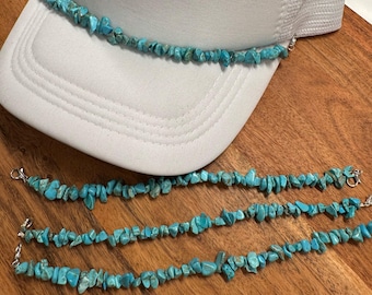 Genuine Turquoise Chips Trucker Hat Chain: Western Hat Decor