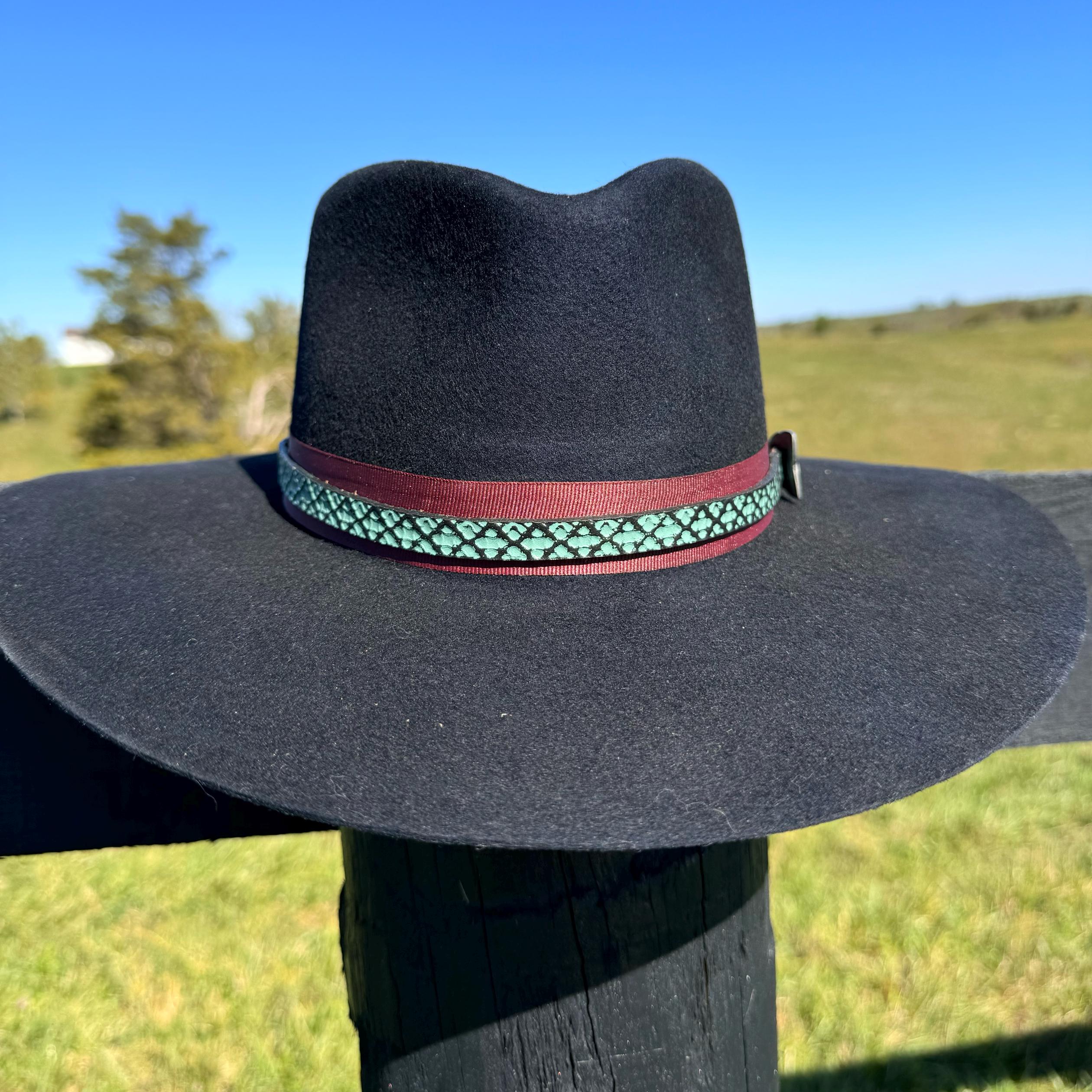 Western Black Felt Fedora: Turquoise Leather Band Cowgirl  display picture 1