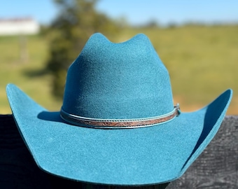 Western Cattleman style Wool Hat in Turquoise Cowboy Hat Cowgirl Hat