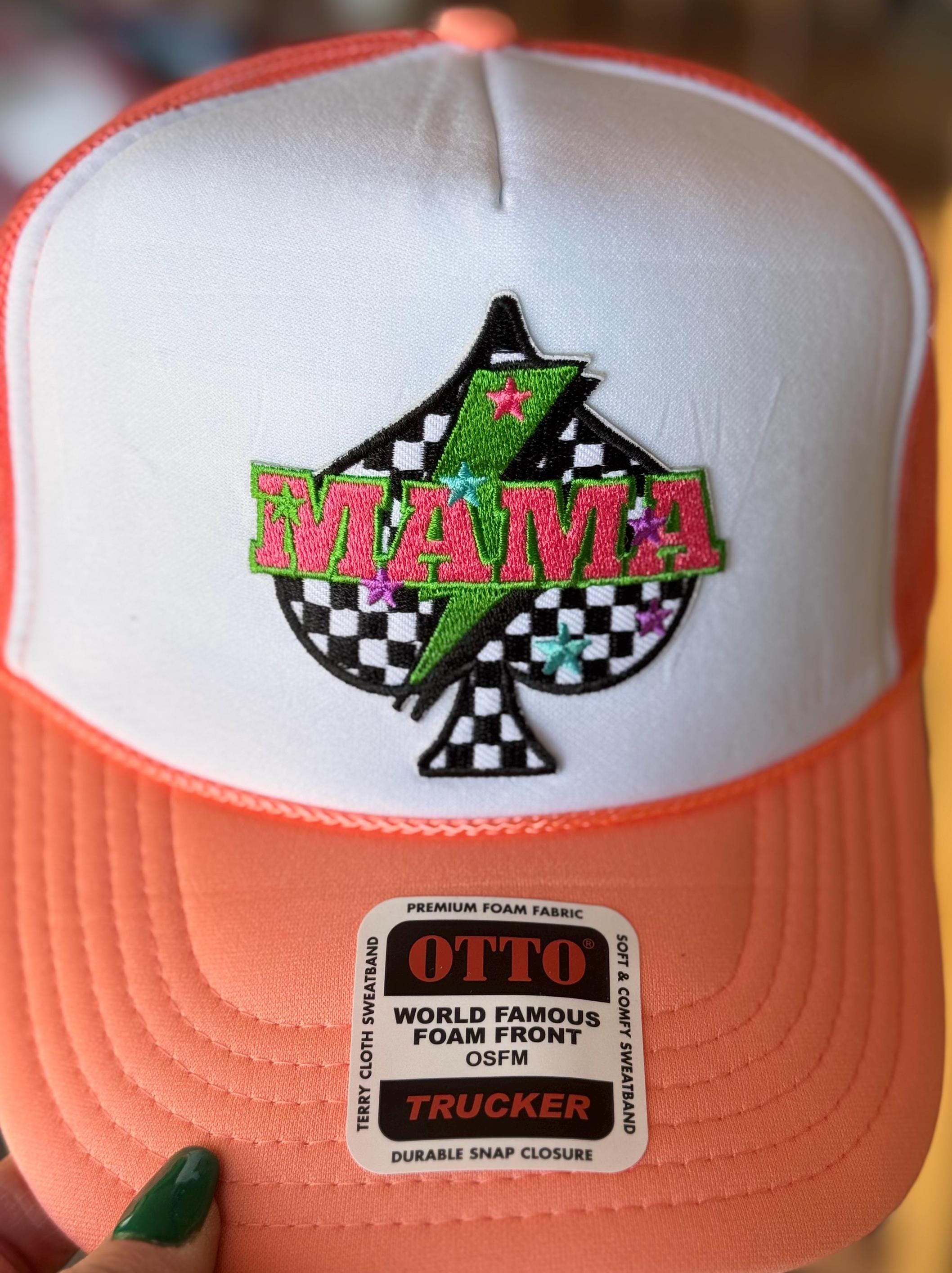 Mama Checkered Spade Embroidered Otto Foam Trucker Hat - Etsy display picture 2