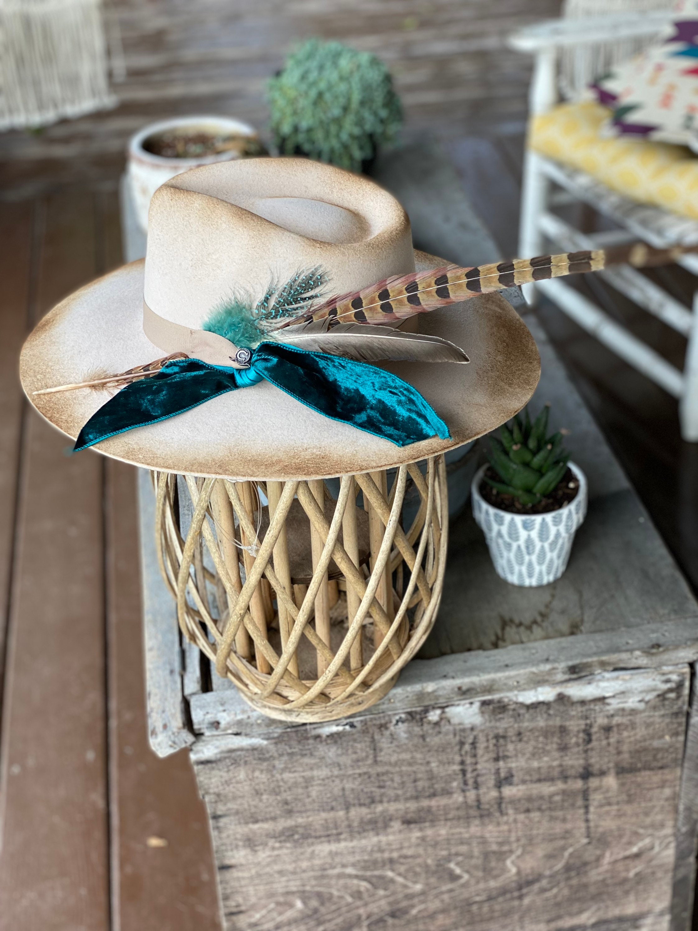 Charlie 1 Horse \'Tulum\' Raffia Cowboy Hat w/ Turquoise Bead Hatband - Large OS Charlie 1 Horse “Guardian” 3 3/4” brim – Jobes Hats, LLC main image 2