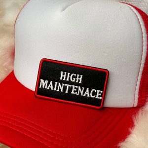 Parche bordado de alto mantenimiento en blanco y negro para planchar, parche para sombrero de camionero, parche para sombrero divertido, parche para sombrero de moda