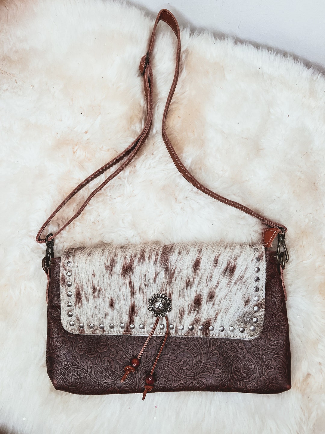 Custom Branded Cowhide Crossbody Purse Cow Print Gifts for Her Etsy