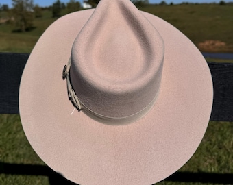 Fedora-hoed van westernbuckskin: cowgirlhoed met gevormde rand