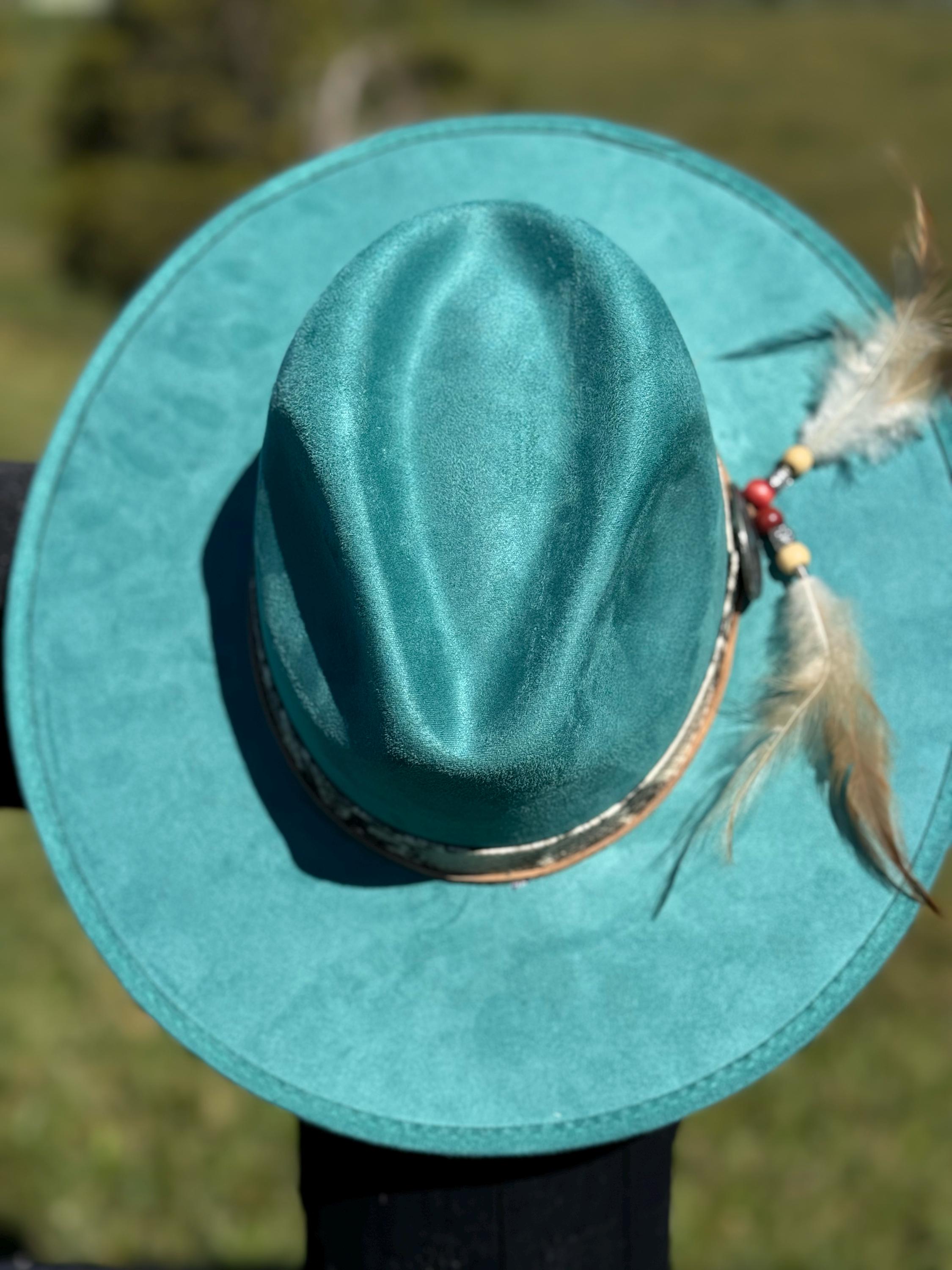 Turquoise Fedora Hat: Western Cowgirl Style With Snakeskin 