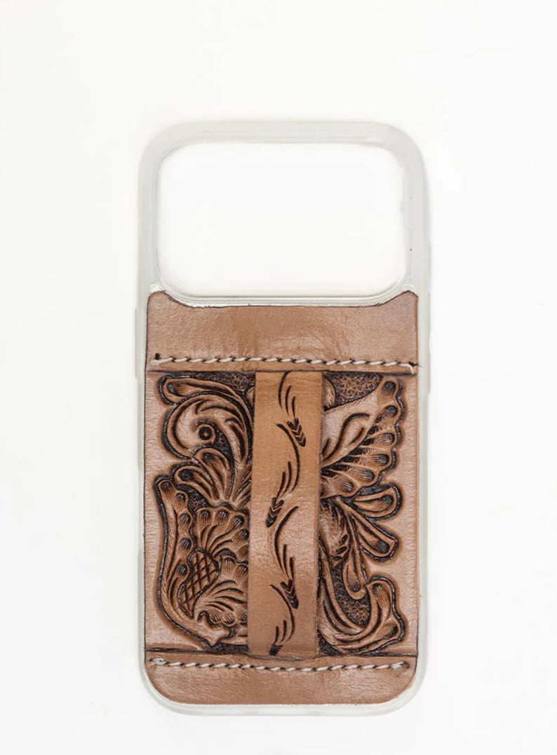 Saddle Creek Hand-Tooled Leather iPhone 17 Pro Case with Loop image 1
