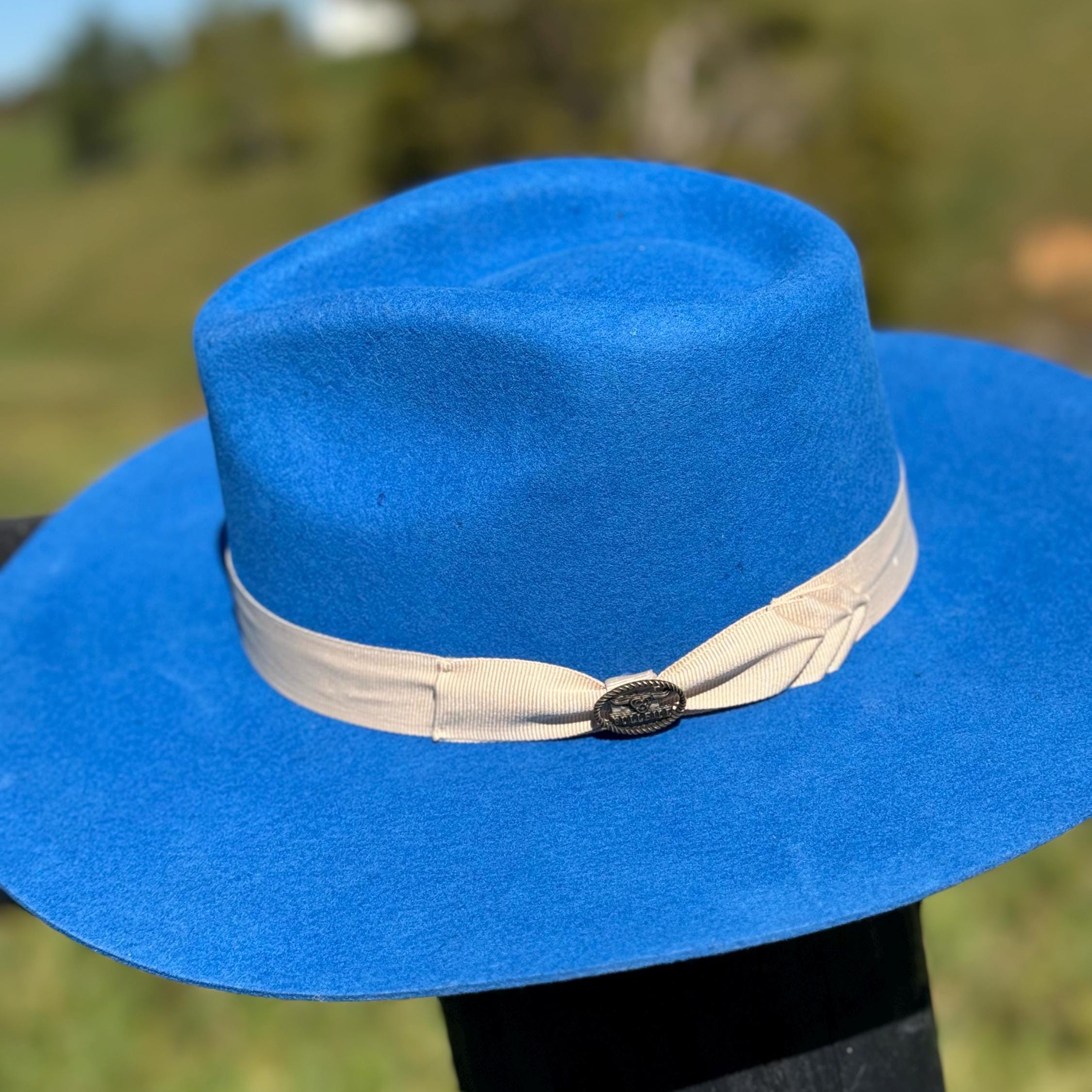 Vintage 1960s Empress Royal Blue Mod Fuzzy Fur Felt Wide Brim Floppy Hat Royal Blue Fedora - Etsy main image 3