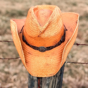 Coastal Cowgirl Summer Straw Hat Cowgirl Hat, Beach Hat, Mens or Women&#39;s Straw Palm Hat Spring Break Summer Vacation