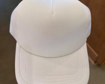 Blank Trucker Hat, DIY Hat for Patches, White Foam Trucker Hat, Mesh Back, Snap Back Hat Cap