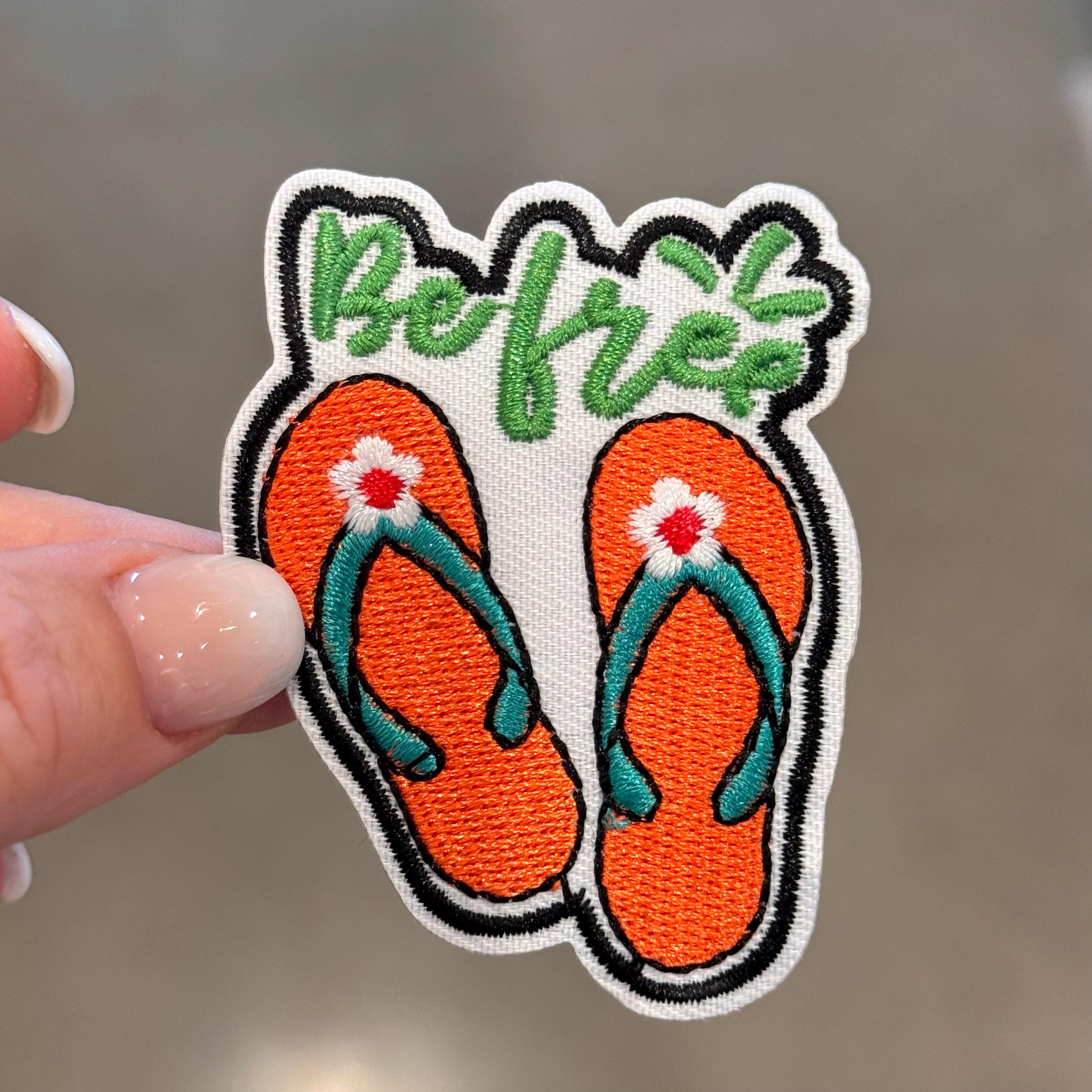 Sandals - Flip Flops - Summer - Shoes - Tropical - Embroidered Iron On