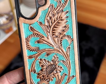 Turquoise Tooled Leather Western iPhone 16 Case
