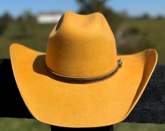 Western Cattleman style Wool Hat in Mustard Cowboy Hat Cowgirl Hat