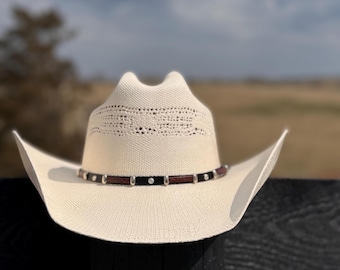 Natural Straw Cowboy Hat: Cattleman Style with Black Band