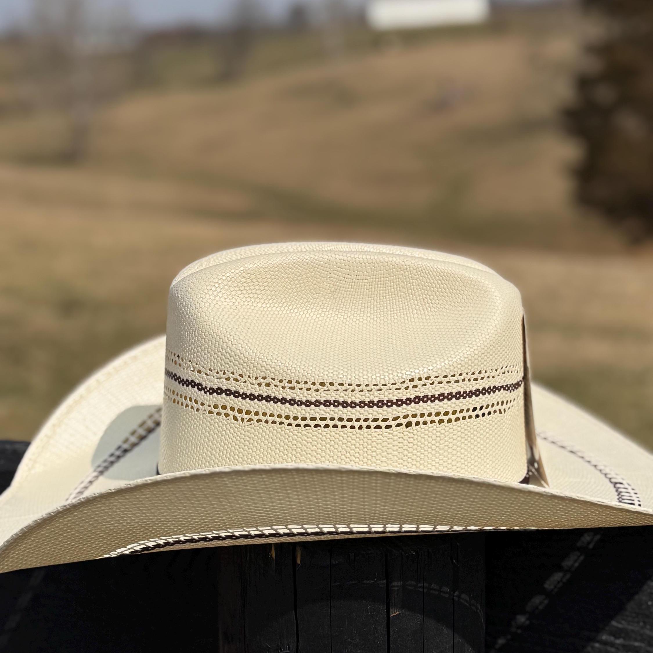 Chapeau Cowboy Paille Noire – Bande Motif Bijou, Taille Unique, Major Wear