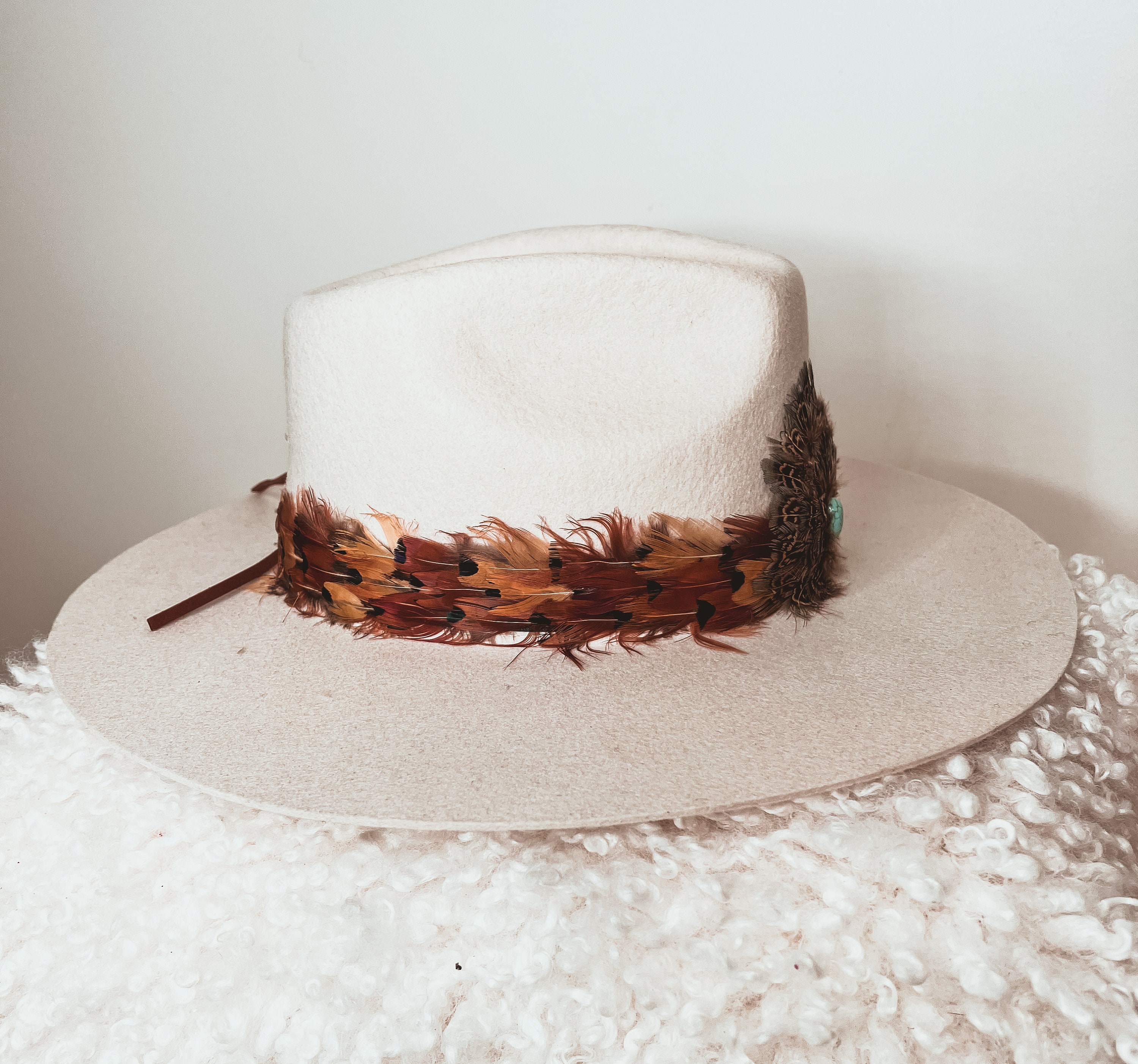 Retro Western Feather Hat Band: Genuine Turquoise Stone - Etsy