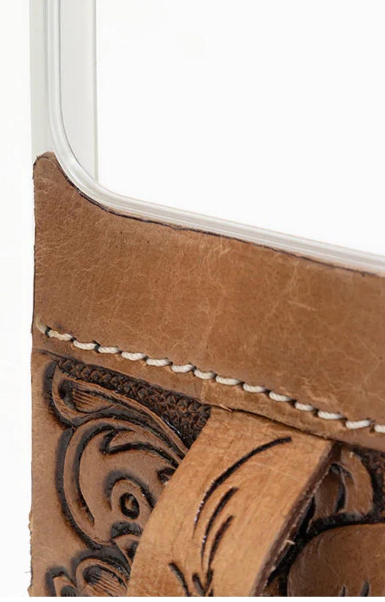 Saddle Creek Hand-Tooled Leather iPhone 17 Pro Case with Loop image 2